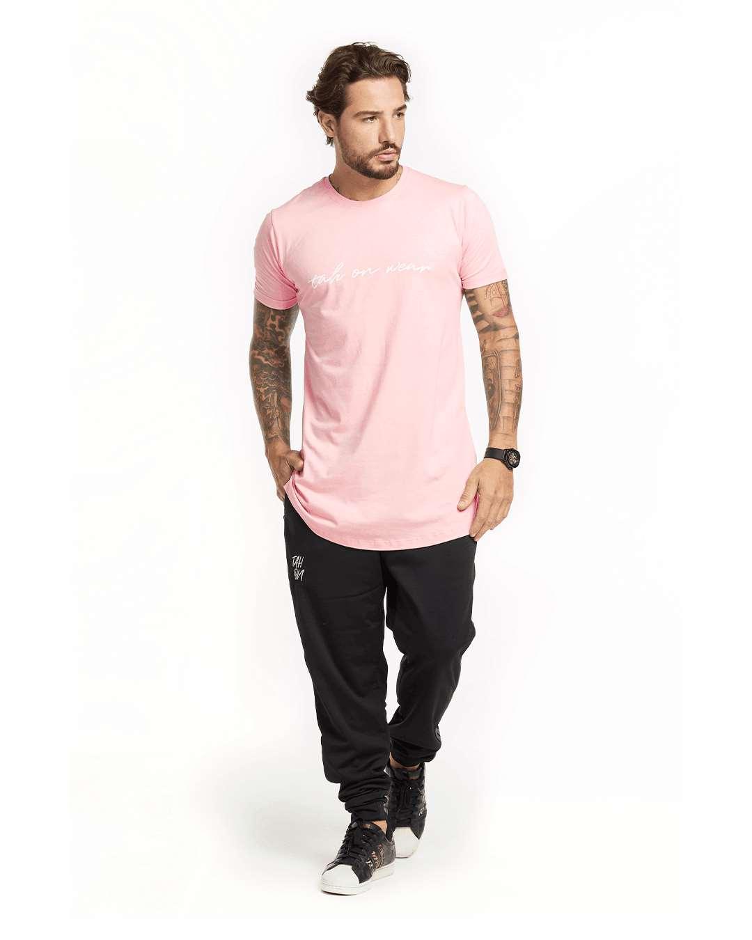 Camiseta Long Tah ON Fineline Rosa Clara - Tah On